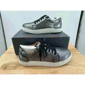 Rockport Works Parissa Silver Glitter Platform Sneaker | Composite Toe, Size 6.5